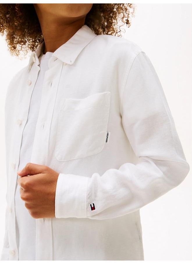 Kids Linen Blend Relaxed Fit Shirt