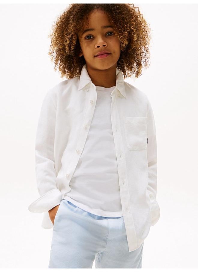 Kids Linen Blend Relaxed Fit Shirt