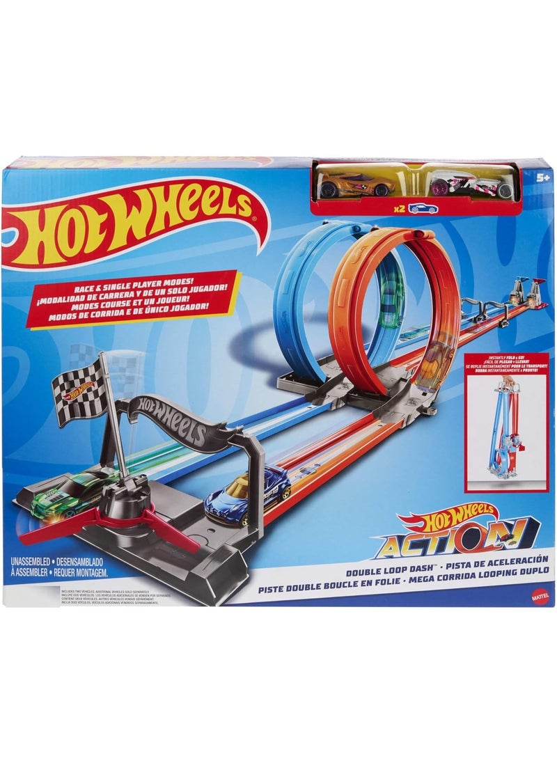 Hot Wheels Double Loop Dash Drag Racing Playset