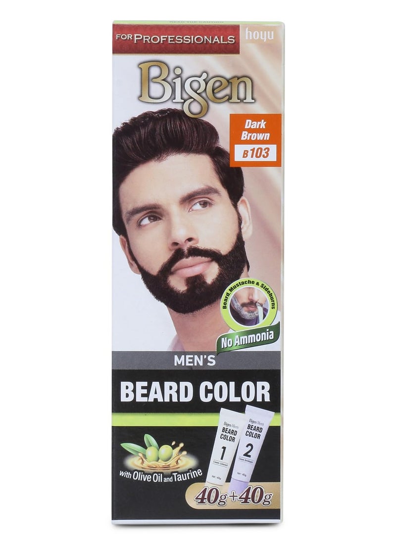 Bigen Professional Beard colour B103 Dark Brown| Leaves no Stains, 40g+40g