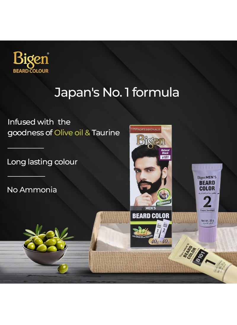 Bigen Proffesional Beard colour B101 Natural Black| Leaves no Stains, 40g+40g