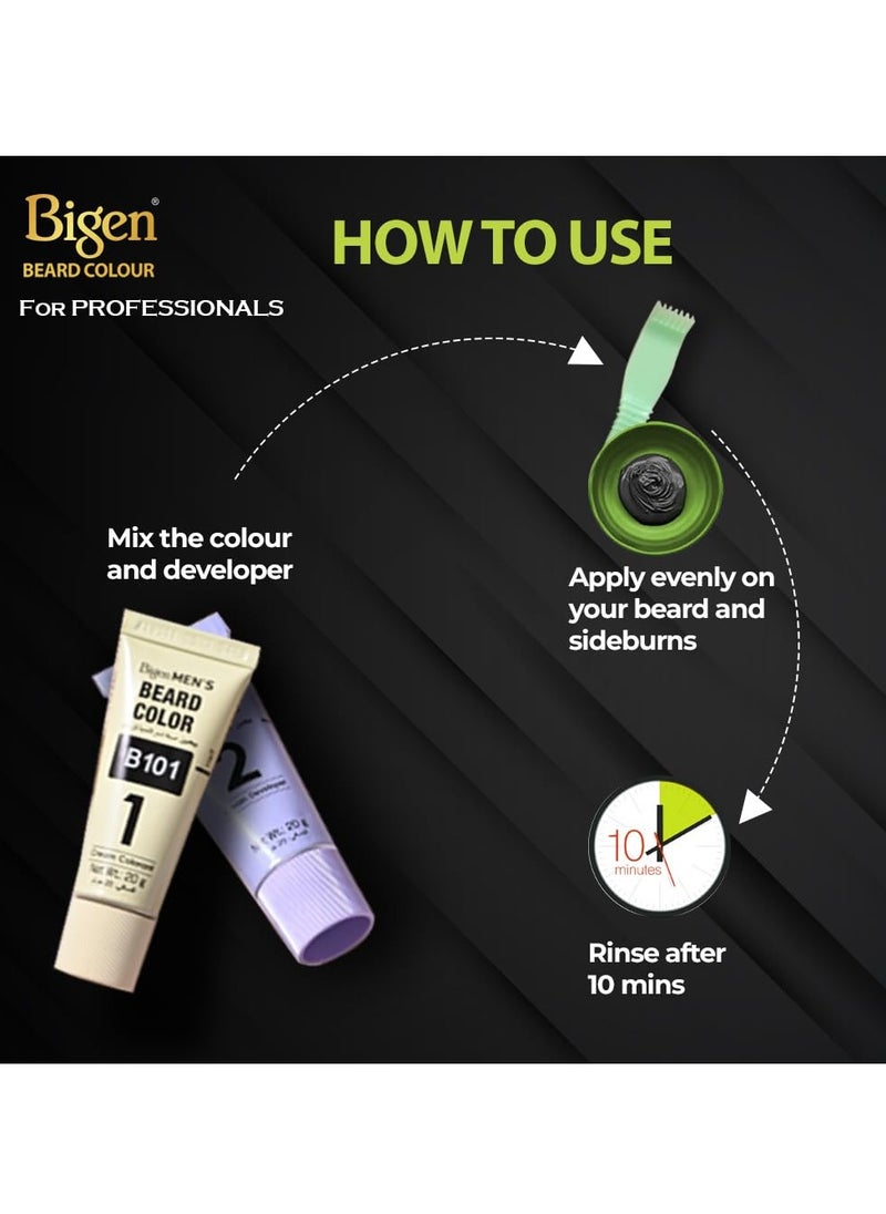 Bigen Proffesional Beard colour B101 Natural Black| Leaves no Stains, 40g+40g