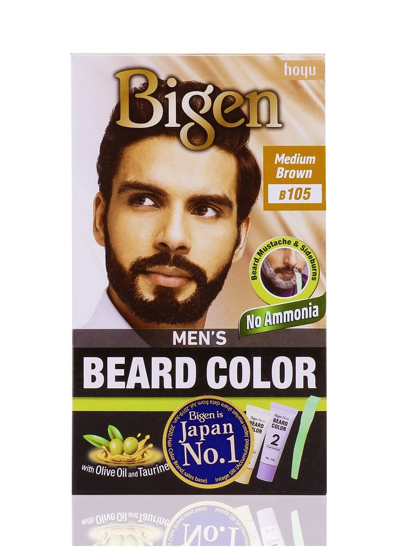 Bigen Men's Beard Color Medium Brown - B105 (Pack of 2)