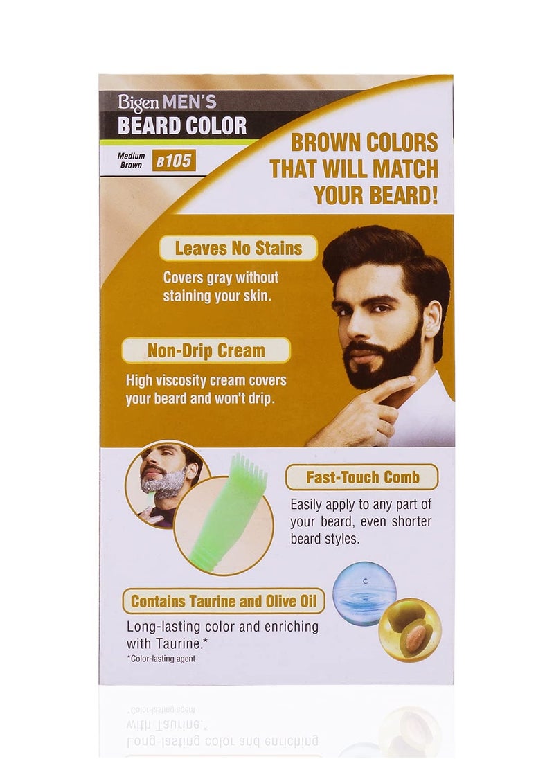 Bigen Men's Beard Color Medium Brown - B105 (Pack of 2)