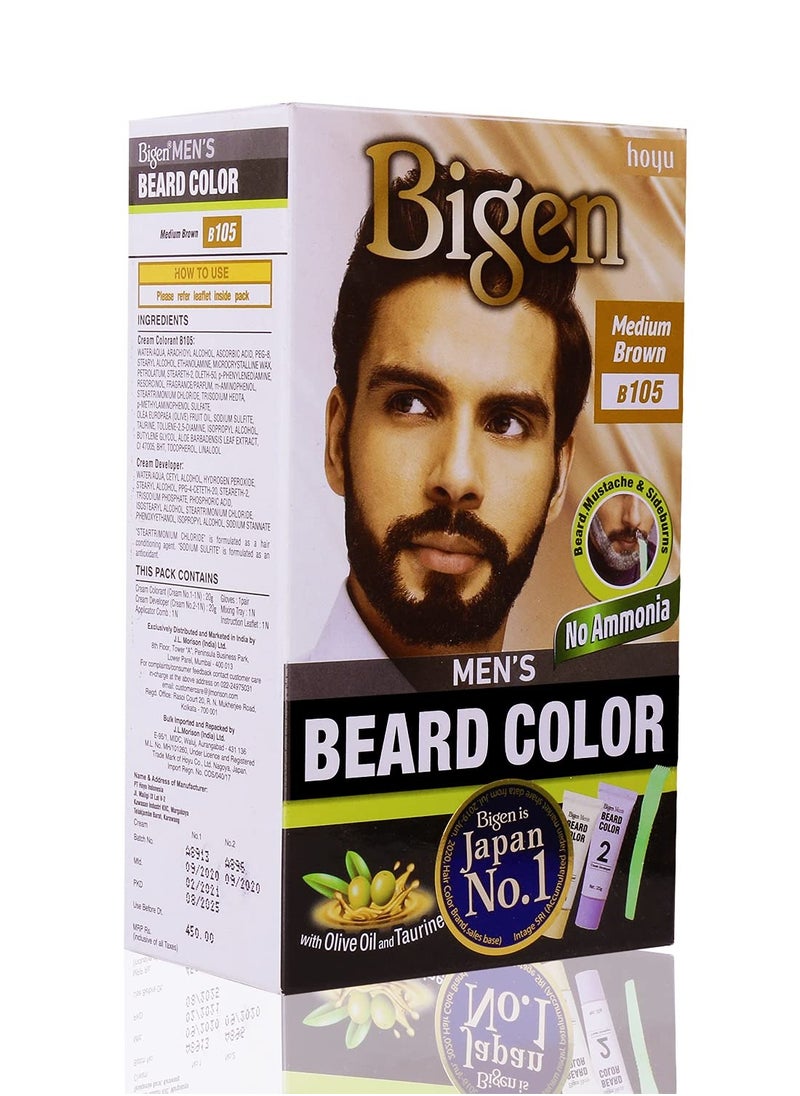 Bigen Men's Beard Color Medium Brown - B105 (Pack of 2)