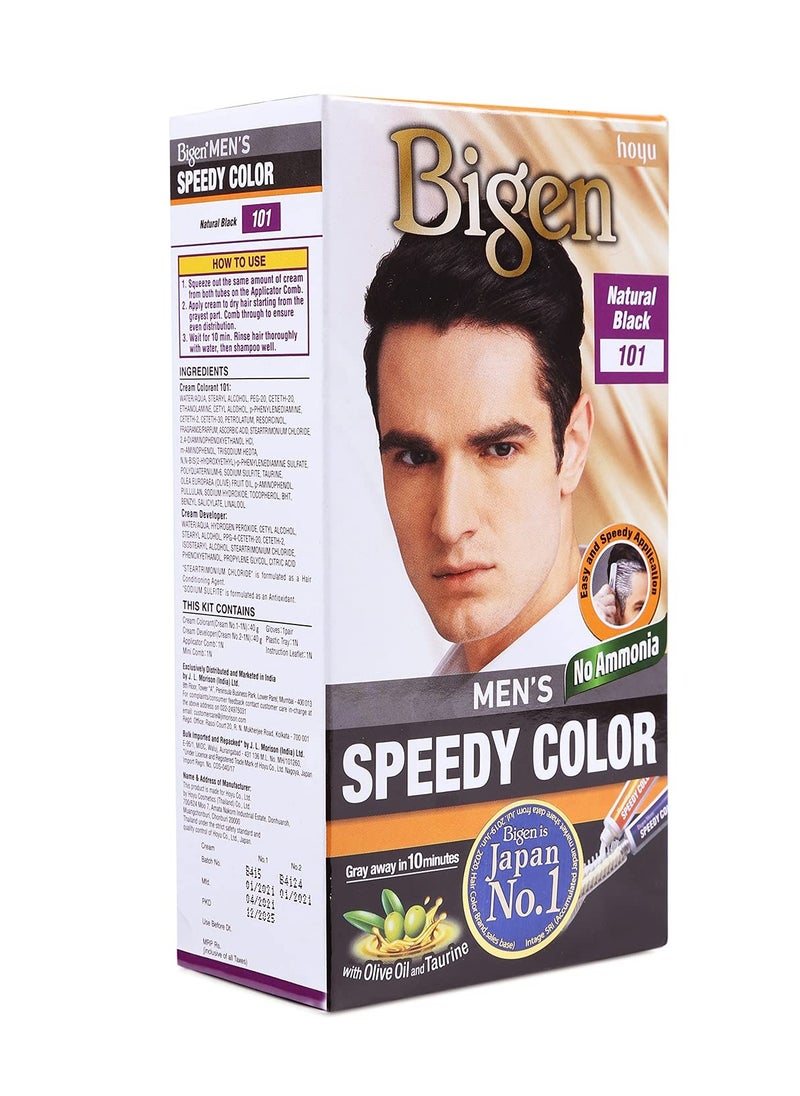 Bigen Men's Speedy Color, Hair Color, 80g - Natural Black 101 (Pack of 1)