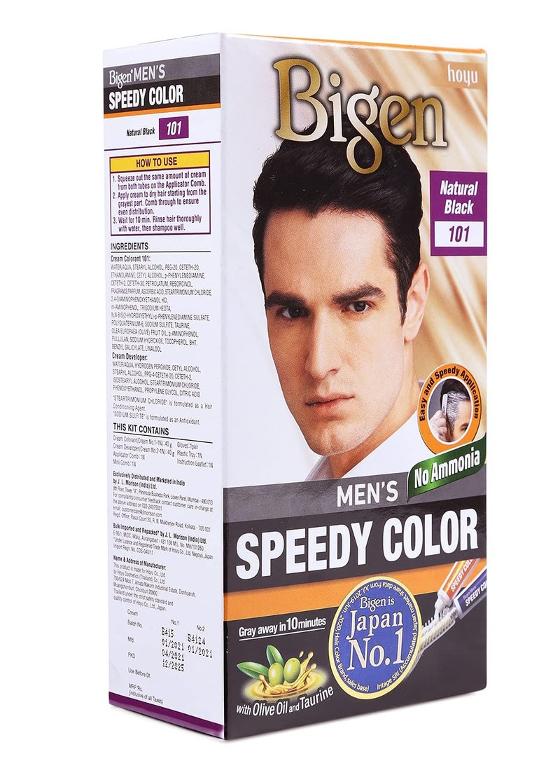 Bigen Men's Speedy Color, Hair Color, 80g - Natural Black 101 (Pack of 1)