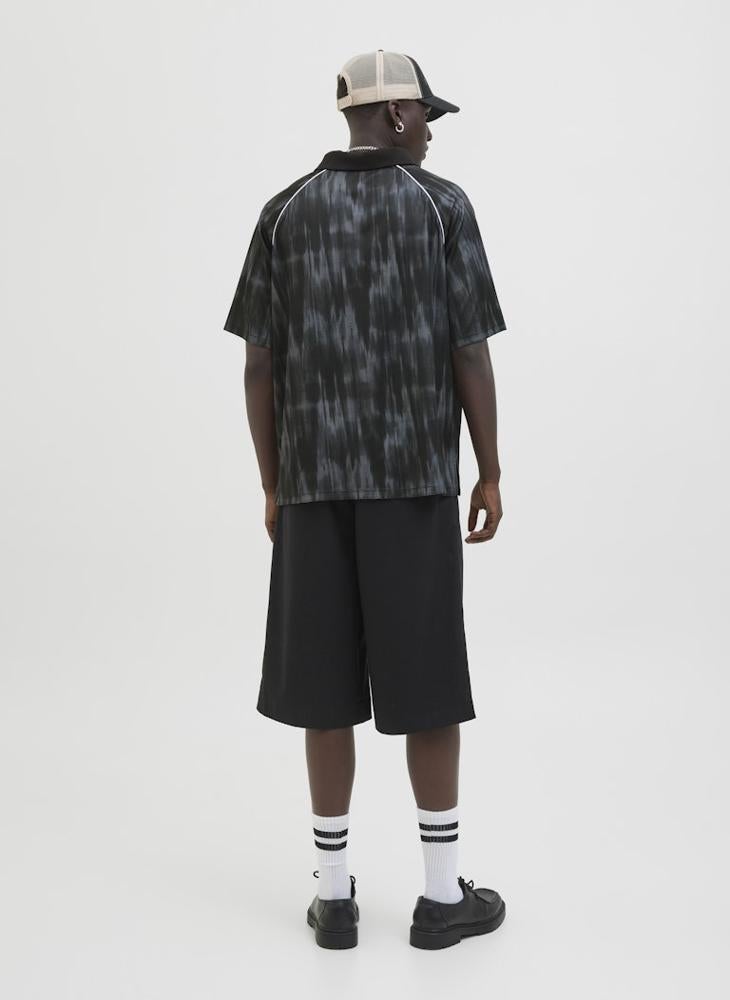 JCORETREAT AOP MESH OPEN COLLAR POLO SS