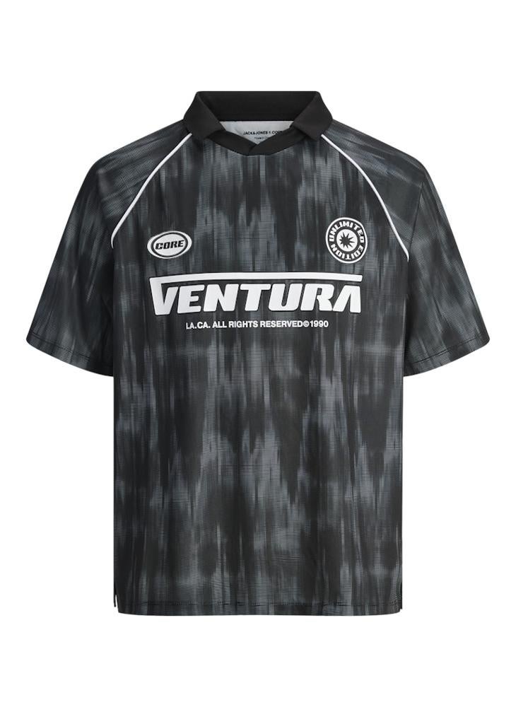 JCORETREAT AOP MESH OPEN COLLAR POLO SS