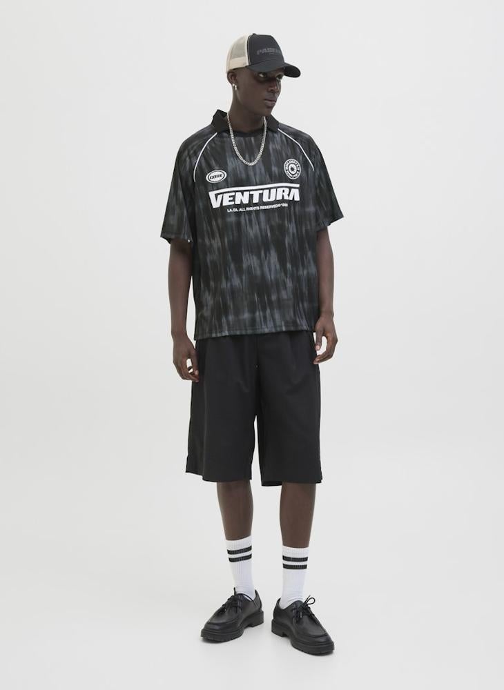 JCORETREAT AOP MESH OPEN COLLAR POLO SS