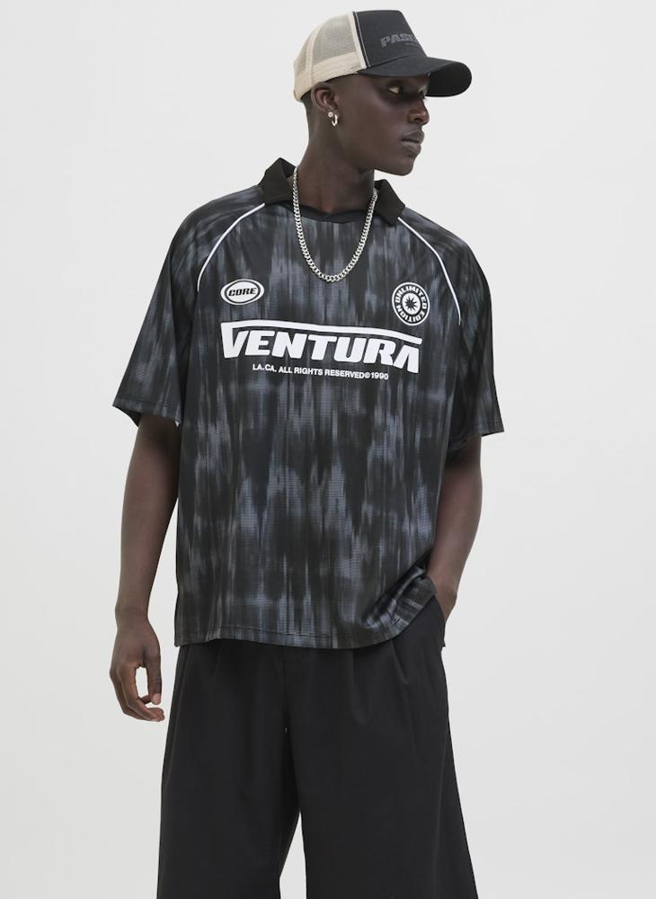 JCORETREAT AOP MESH OPEN COLLAR POLO SS