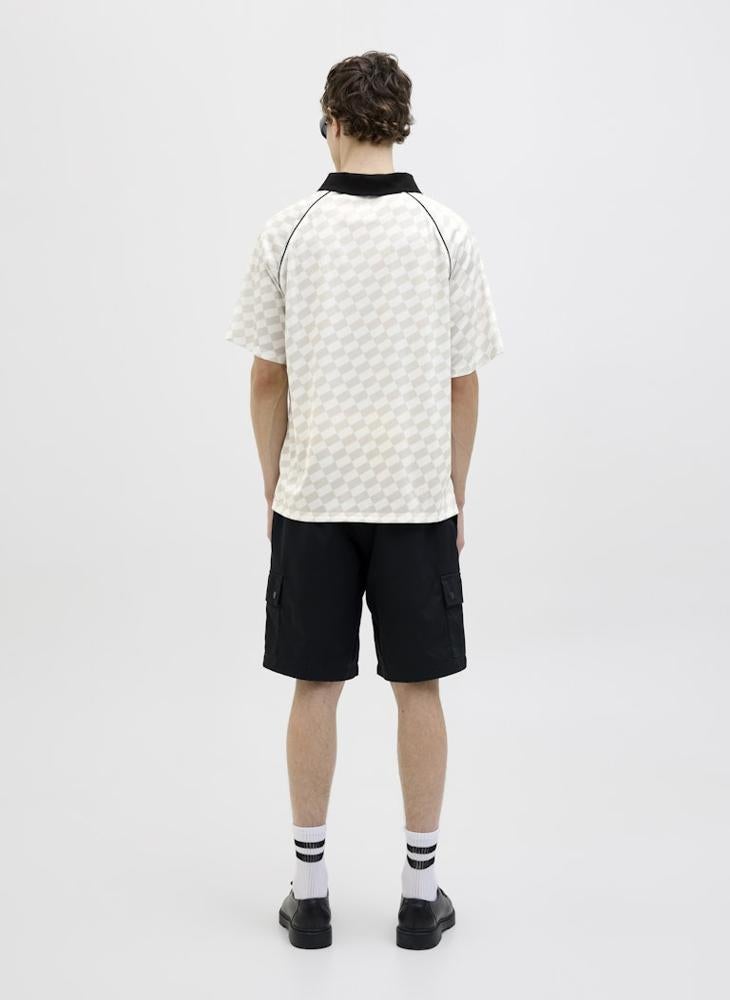 JCORETREAT AOP MESH OPEN COLLAR POLO SS