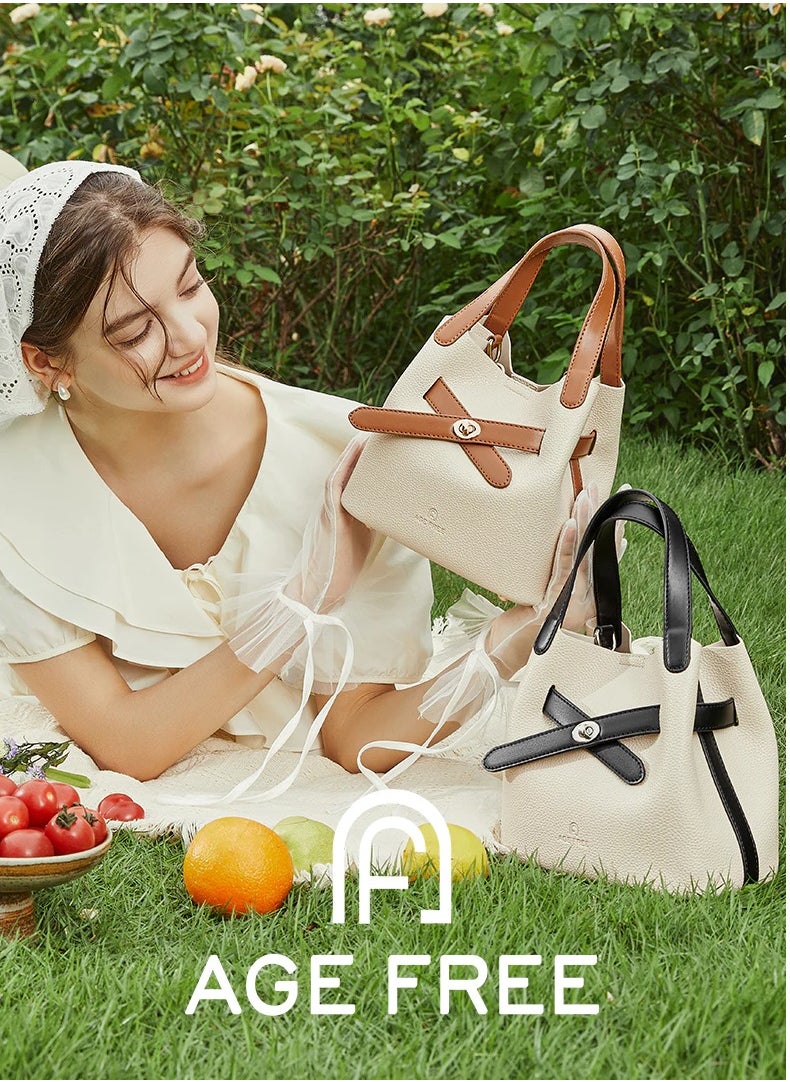 AGE FREE Hyeri Sling Bag – Off-White with Brown – Stylish & Versatile Women's Shoulder Bag