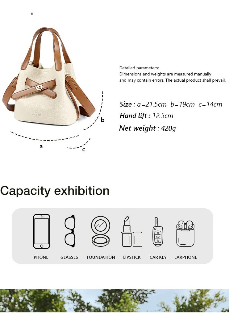 AGE FREE Hyeri Sling Bag – Off-White with Brown – Stylish & Versatile Women's Shoulder Bag