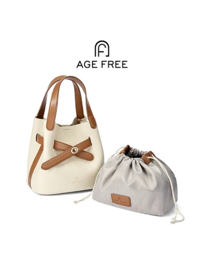AGE FREE Hyeri Sling Bag – Off-White with Brown – Stylish & Versatile Women's Shoulder Bag