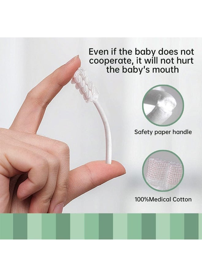 Mumoo Bear Baby Tongue Cleaner, Baby Toothbrush, Toothbrush Infant Upgrade Gum Cleaner with Paper Handle for Babies Soft Gauze for 0-36 Month Baby [60-Pack]
