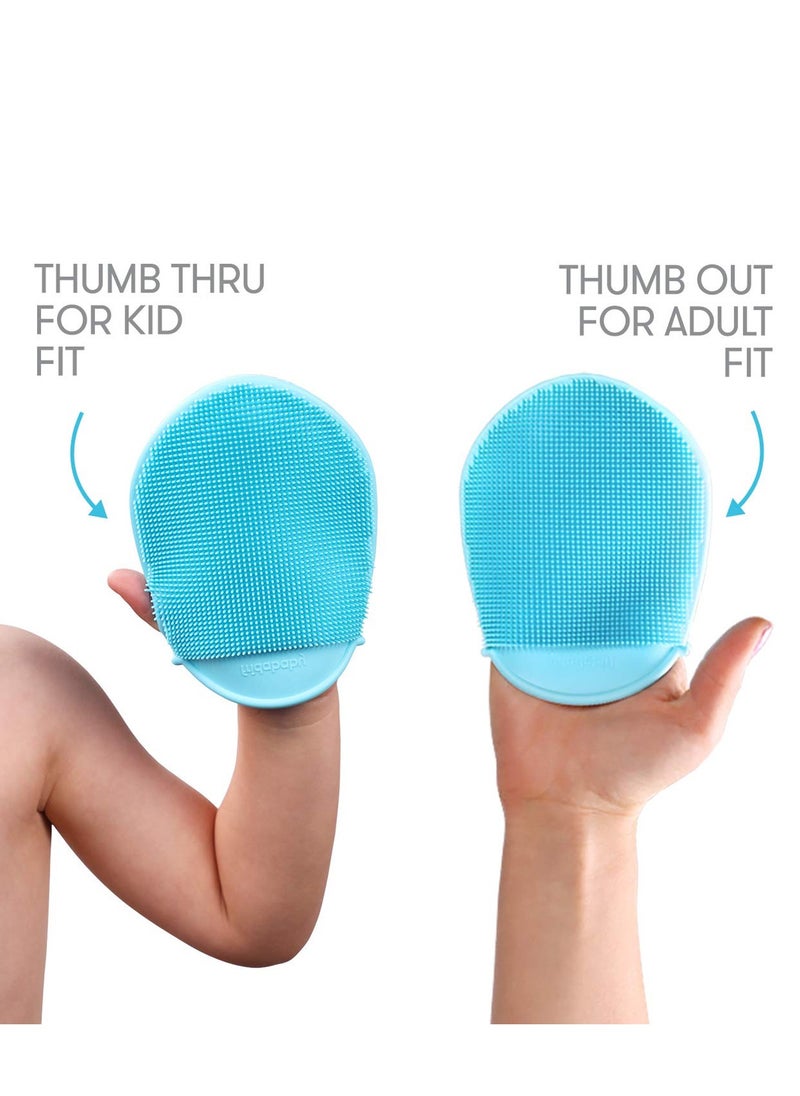 DermaFrida Silicone Bath Mitt | Quick-Dry, Soft Bristles | Suction Cup for Easy Storage | Perfect for Kids & Adults | Exfoliating & Hygienic | Ideal for Newborns | 10 x 5 x 15 cm