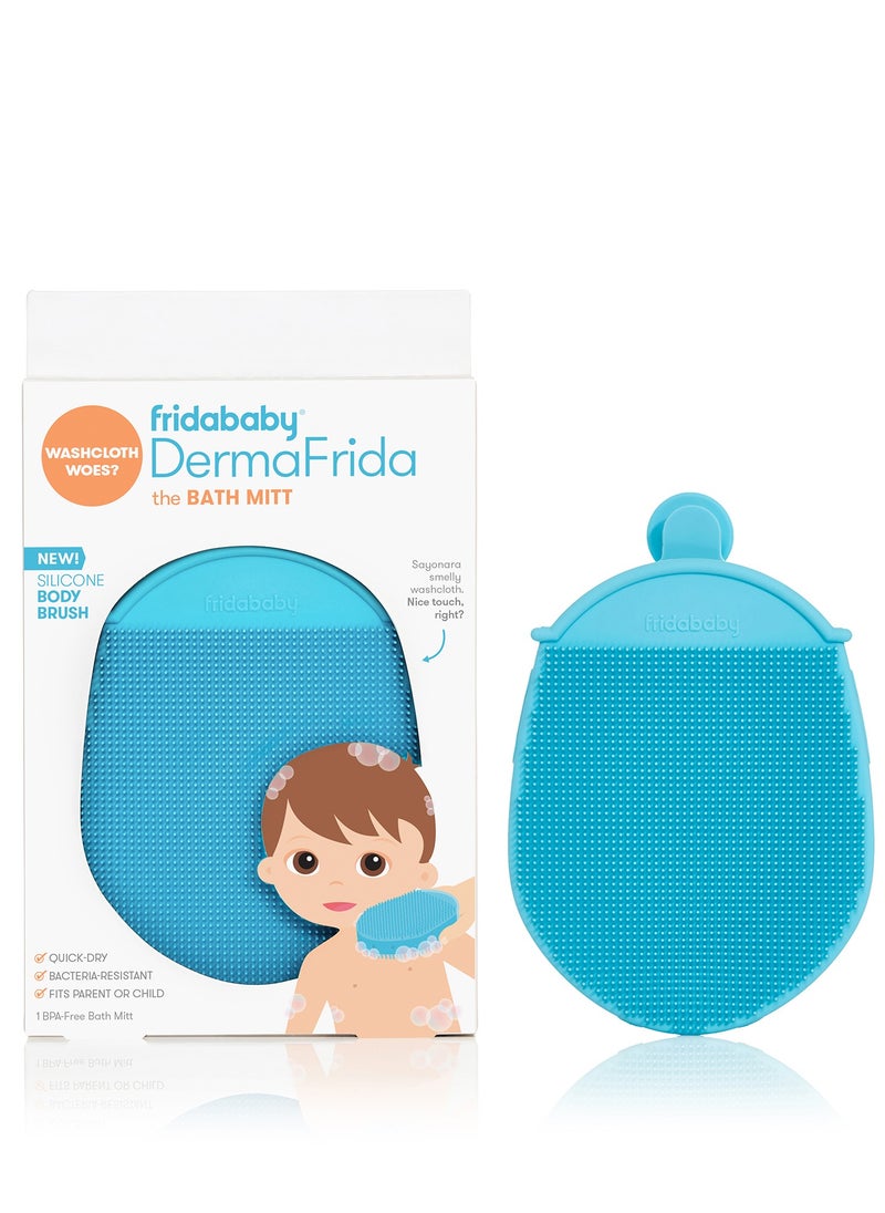 DermaFrida Silicone Bath Mitt | Quick-Dry, Soft Bristles | Suction Cup for Easy Storage | Perfect for Kids & Adults | Exfoliating & Hygienic | Ideal for Newborns | 10 x 5 x 15 cm