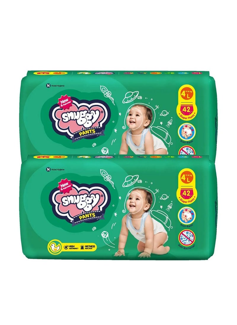 High Absorbency Wetness Indicator Pant Style Diapers Size 4 Pack of 2 - 42 Pieces Each