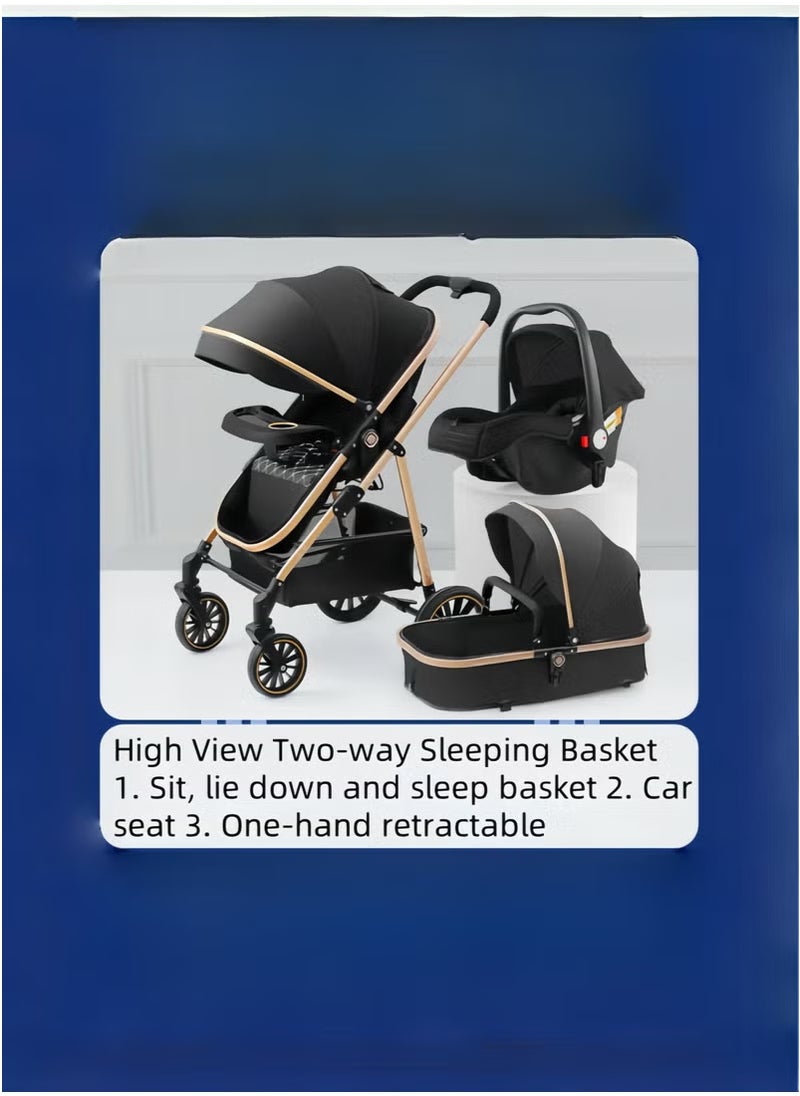 High Landscape Lightweight 3 In 1 Pushchair Stroller Baby And Carseat Luxury Foldable Baby Stroller Pram 3 In 1 With Car Seat