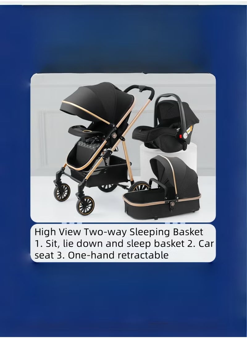 High Landscape Lightweight 3 In 1 Pushchair Stroller Baby And Carseat Luxury Foldable Baby Stroller Pram 3 In 1 With Car Seat