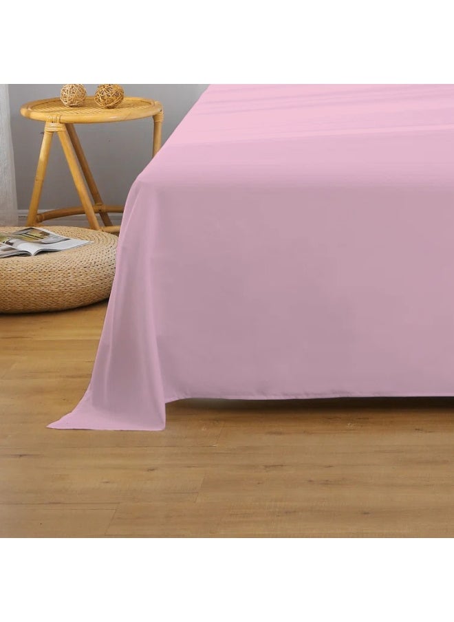 Flat Bedsheet 220X240Cm Plush Pink Breathable Machine Washbale Bedsheet Extra Soft Easy Fit Highly Breathable Bedding & Linen Cover