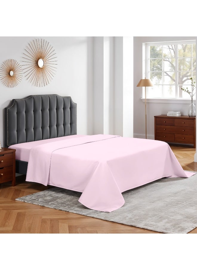 Flat Bedsheet 220X240Cm Plush Pink Breathable Machine Washbale Bedsheet Extra Soft Easy Fit Highly Breathable Bedding & Linen Cover