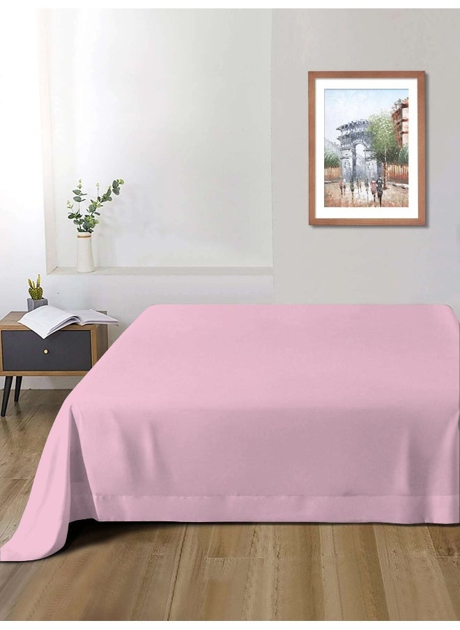 Flat Bedsheet 220X240Cm Plush Pink Breathable Machine Washbale Bedsheet Extra Soft Easy Fit Highly Breathable Bedding & Linen Cover