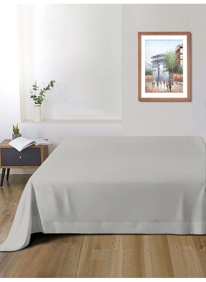 Flat Bedsheet 240X260Cm Plush Grey Breathable Machine Washbale Bedsheet Extra Soft Easy Fit Highly Breathable Bedding & Linen Cover
