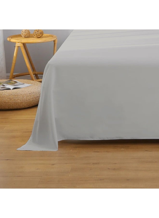 Flat Bedsheet 240X260Cm Plush Grey Breathable Machine Washbale Bedsheet Extra Soft Easy Fit Highly Breathable Bedding & Linen Cover