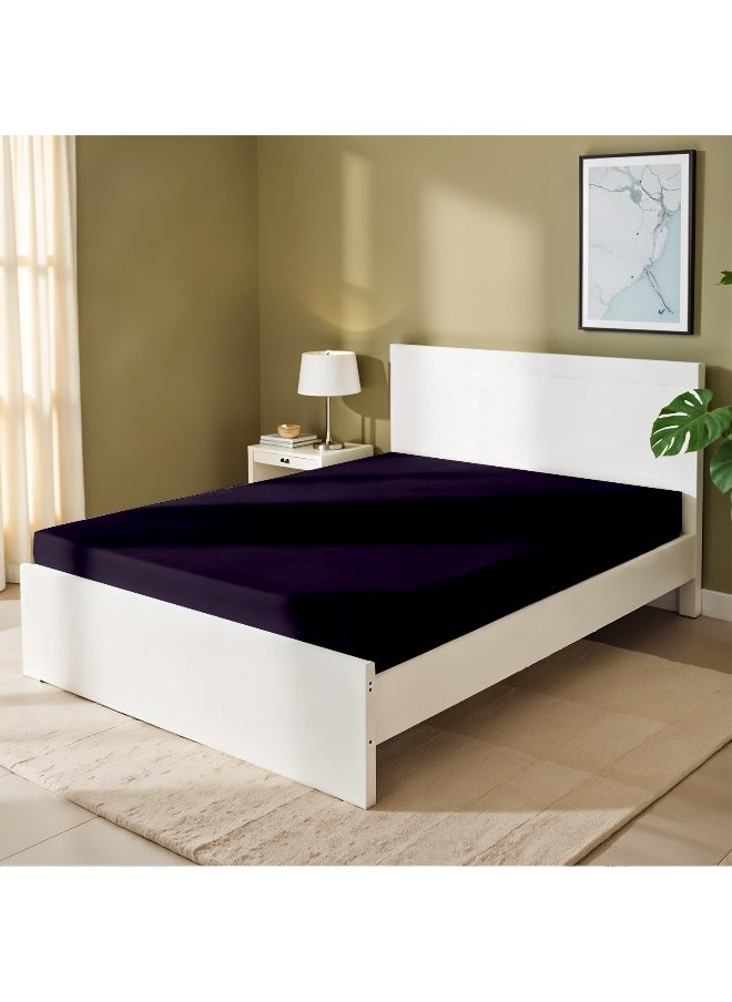 Fitted Bedsheet 180X200+30Cm Breathable Plush Violet Fabric With Deep Pockets Machine Washable For Optimal Protection