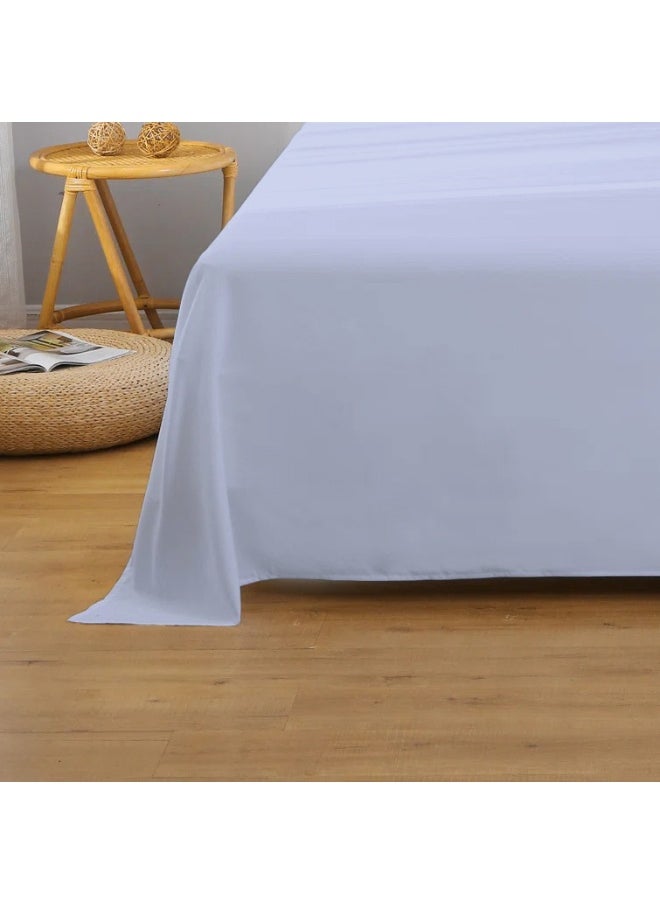 Flat Bedsheet 240X260Cm Plush Sky Blue Breathable Machine Washbale Bedsheet Extra Soft Easy Fit Highly Breathable Bedding & Linen Cover
