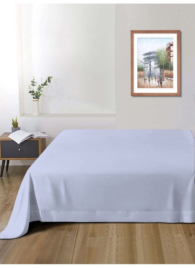 Flat Bedsheet 240X260Cm Plush Sky Blue Breathable Machine Washbale Bedsheet Extra Soft Easy Fit Highly Breathable Bedding & Linen Cover
