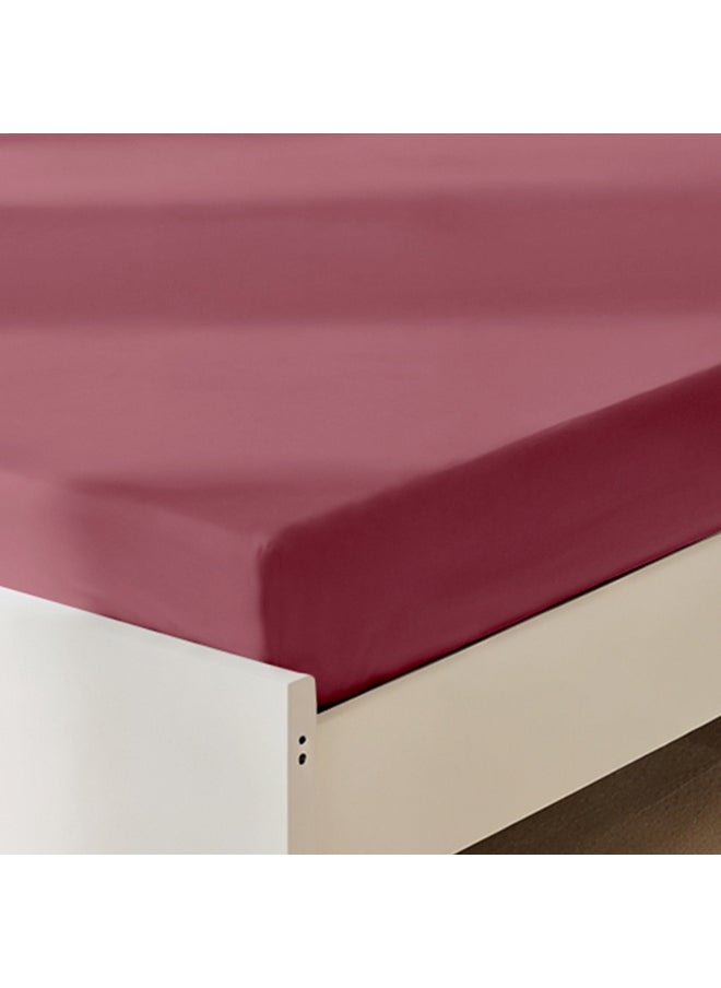 Fitted Bedsheet 180X200+30Cm Breathable Plush Mauve Fabric With Deep Pockets Machine Washable For Optimal Protection