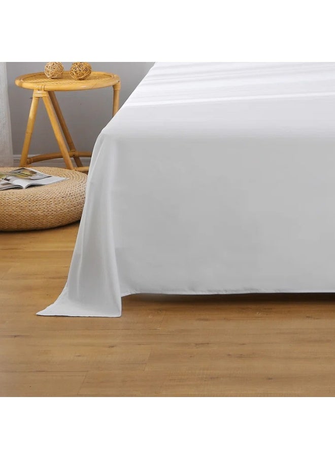 Flat Bedsheet 240x260cm Plush White Breathable Machine Washbale Bedsheet Extra Soft Easy Fit Highly Breathable Bedding & Linen Cover