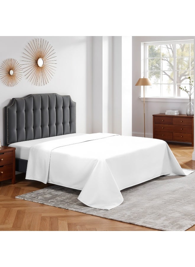 Flat Bedsheet 240x260cm Plush White Breathable Machine Washbale Bedsheet Extra Soft Easy Fit Highly Breathable Bedding & Linen Cover