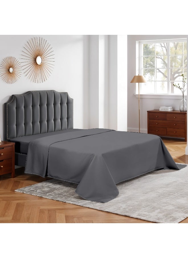 Flat Bedsheet 240X260Cm Plush Silver Breathable Machine Washbale Bedsheet Extra Soft Easy Fit Highly Breathable Bedding & Linen Cover