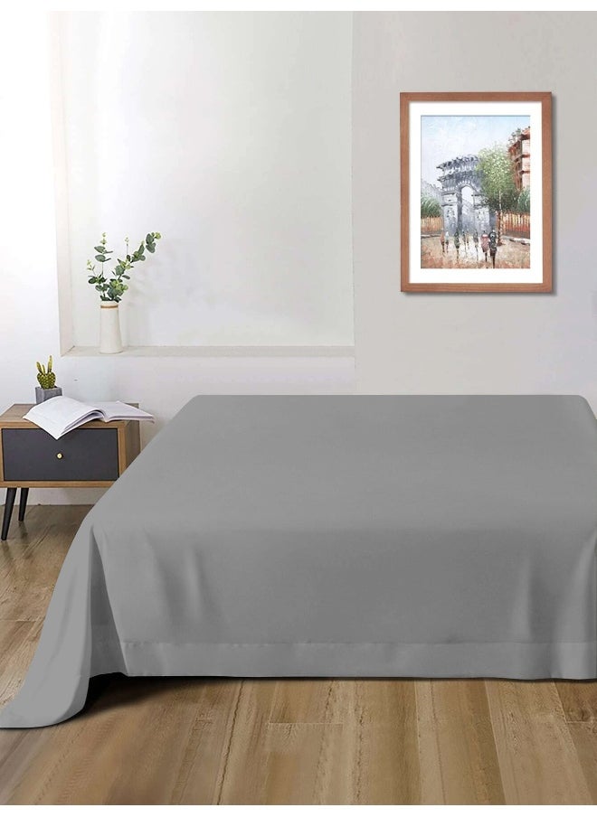 Flat Bedsheet 240X260Cm Plush Silver Breathable Machine Washbale Bedsheet Extra Soft Easy Fit Highly Breathable Bedding & Linen Cover