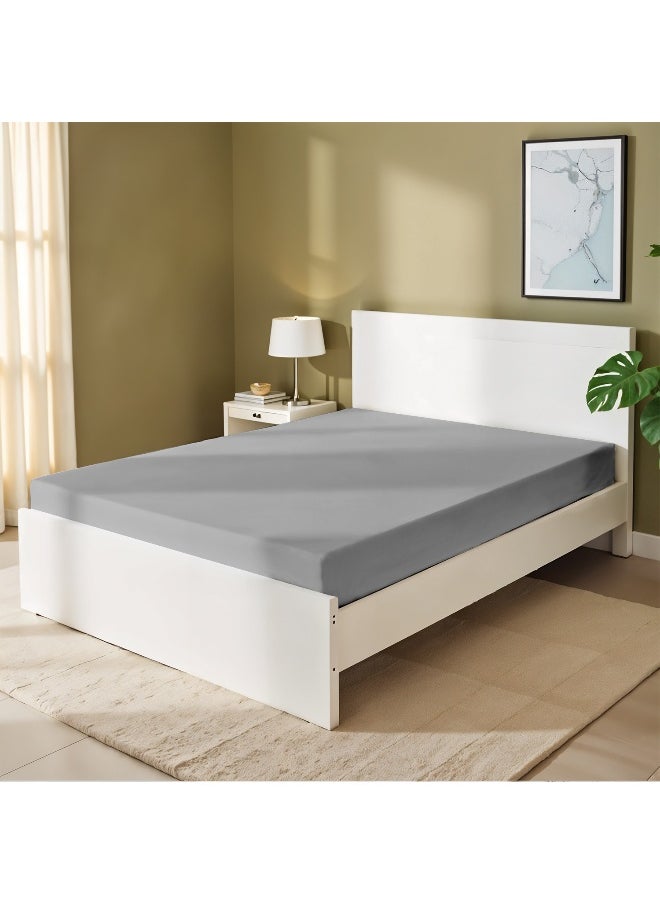 Fitted Bedsheet 180X200+30Cm Breathable Plush Grey Fabric With Deep Pockets Machine Washable For Optimal Protection