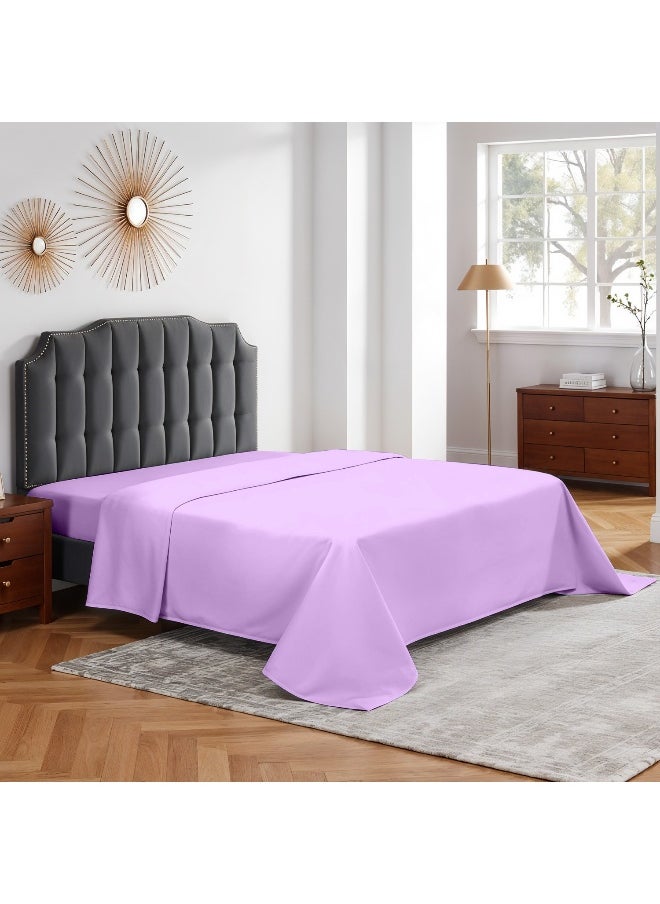 Flat Bedsheet 240X260Cm Plush Light Purple Breathable Machine Washbale Bedsheet Extra Soft Easy Fit Highly Breathable Bedding & Linen Cover