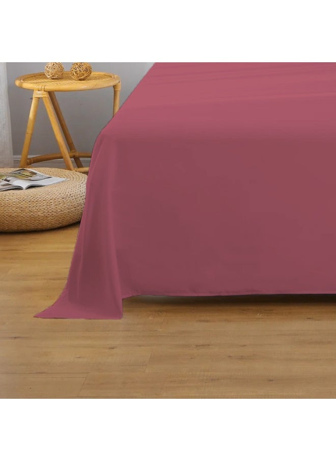Flat Bedsheet 240X260Cm Plush Mauve Breathable Machine Washbale Bedsheet Extra Soft Easy Fit Highly Breathable Bedding & Linen Cover