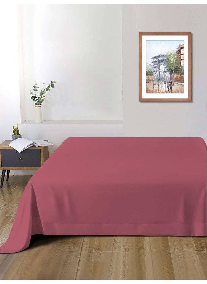 Flat Bedsheet 240X260Cm Plush Mauve Breathable Machine Washbale Bedsheet Extra Soft Easy Fit Highly Breathable Bedding & Linen Cover
