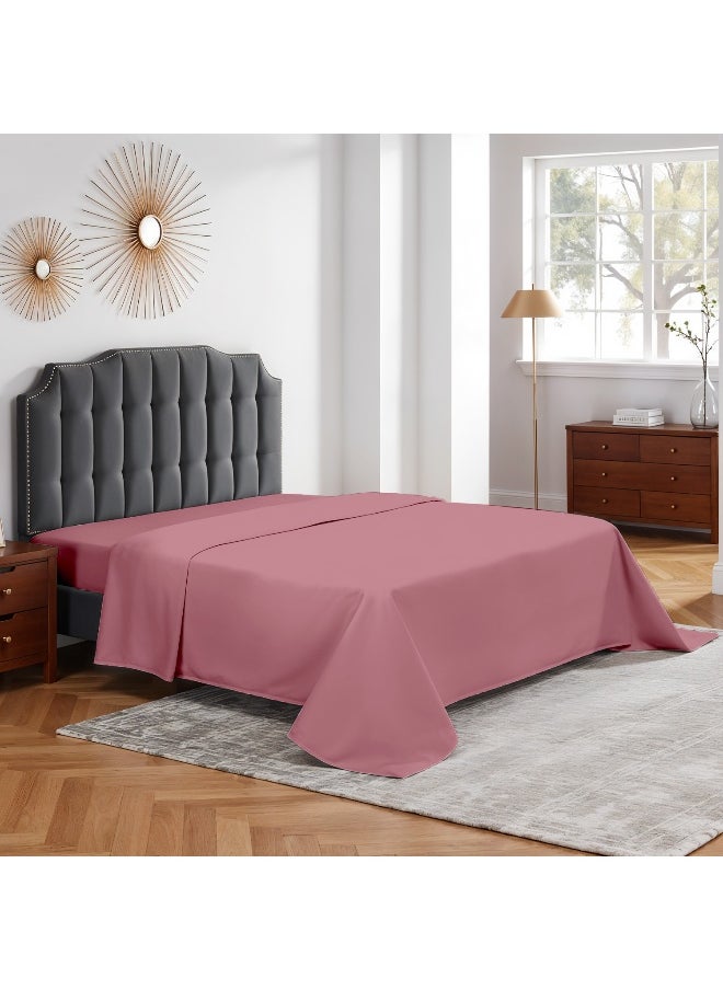 Flat Bedsheet 240X260Cm Plush Mauve Breathable Machine Washbale Bedsheet Extra Soft Easy Fit Highly Breathable Bedding & Linen Cover