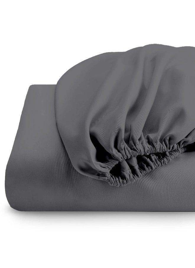 Fitted Bedsheet 180X200+30Cm Breathable Plush Silver Fabric With Deep Pockets Machine Washable For Optimal Protection