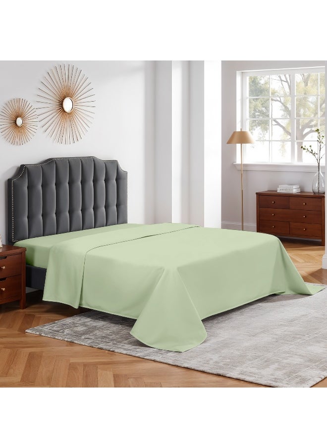 Flat Bedsheet 220X240Cm Plush Mint Green Breathable Machine Washbale Bedsheet Extra Soft Easy Fit Highly Breathable Bedding & Linen Cover