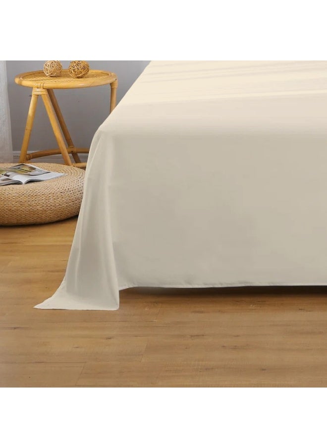 Flat Bedsheet 240X260Cm Plush Ivory Breathable Machine Washbale Bedsheet Extra Soft Easy Fit Highly Breathable Bedding & Linen Cover