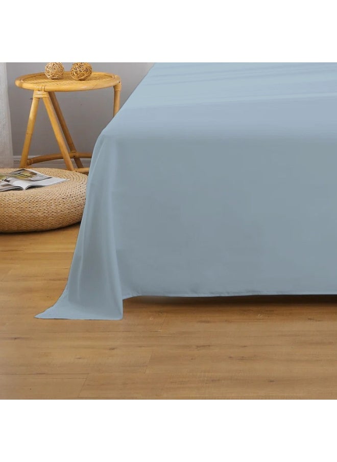Flat Bedsheet 220X240Cm Plush Metallic Blue Breathable Machine Washbale Bedsheet Extra Soft Easy Fit Highly Breathable Bedding & Linen Cover