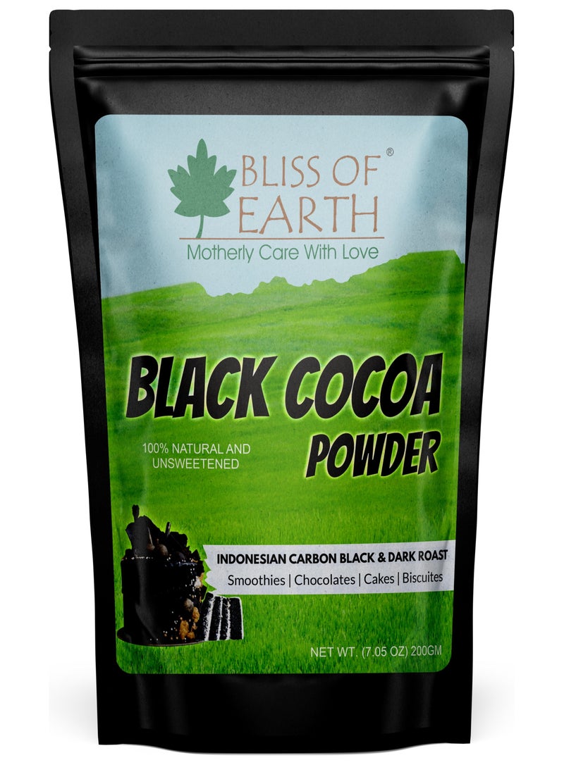 Black Cocoa Powder Natural and Unsweetened Carbon Black & Dark Roast Perfect for Cooking & Baking Cakes Biscuits Oreo Chocolates Smoothies 200g