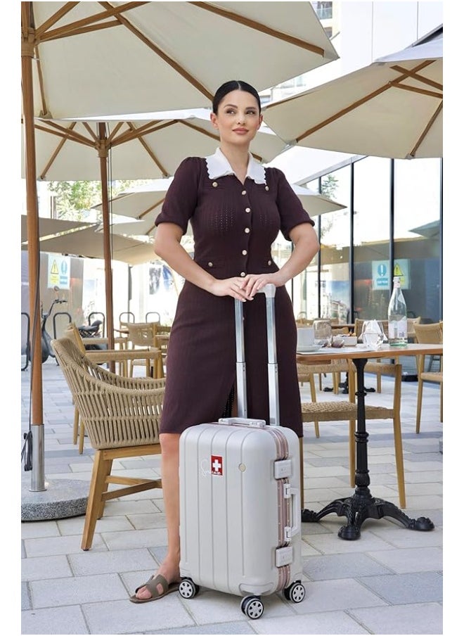 V801 Carry On Suitcase, 20-Inch, Aluminium Frame, Double Spinner Wheels, Disert