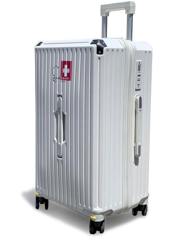 Hardshell Suitcase, 28-Inches, Lightweight PC Luggage with Double Spinner Wheels, BTL-A001 White